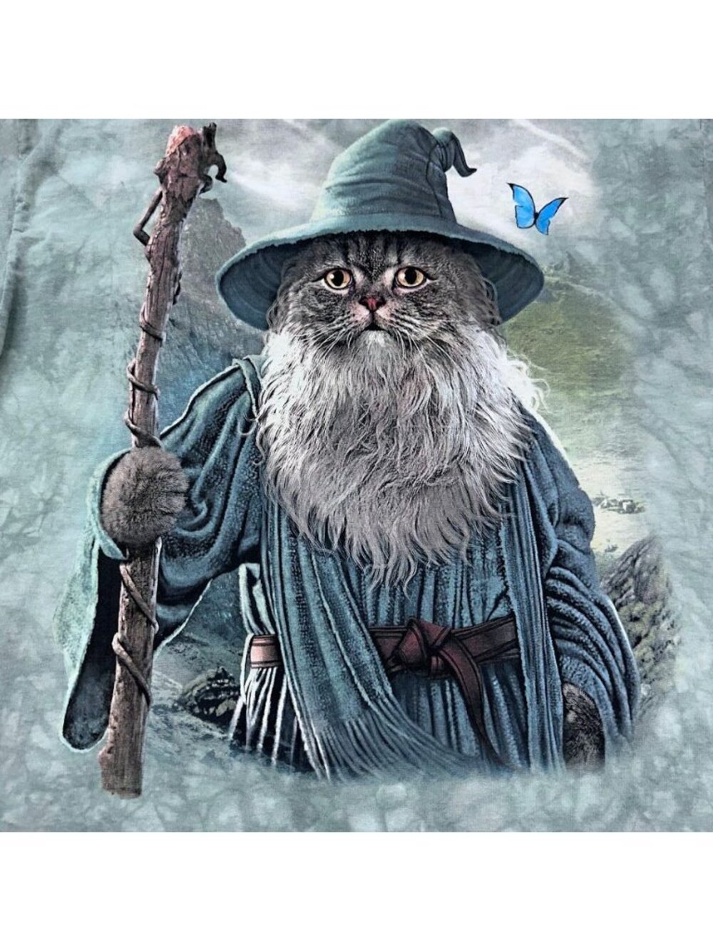 The Mountain Gandalf Cat Tie Dye Long Sleeve Crew Neck Graphic Tee Adult size XL - Picture 3 of 6